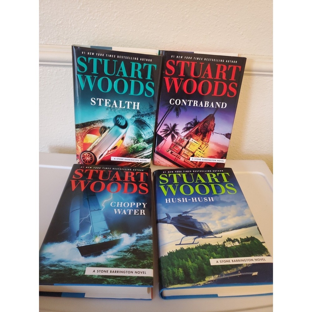 Lot 5 Stuart Woods Books Stone Barrington Stealth Contraband Choppy Water Hush
